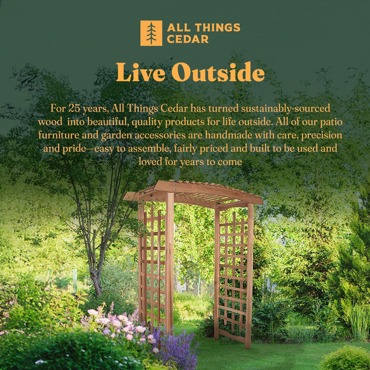 All Things Cedar 8-Foot Pagoda Arbor Garden Arch Trellis for Climbing Plants