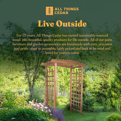 All Things Cedar 8-Foot Pagoda Arbor Garden Arch Trellis for Climbing Plants