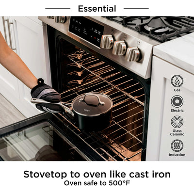 Ninja Foodi 2.5 Qt Saucepan w/ Glass Lid, Nonstick, Oven Safe, Black (Open Box) - VMInnovations