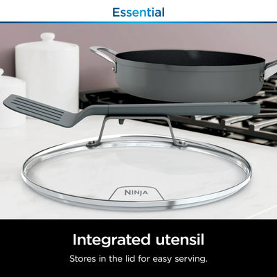 Ninja Foodi NeverStick 4 Qt Pan w/Lid & Strainer, Oven Safe, Sea Salt Grey(Used) - VMInnovations