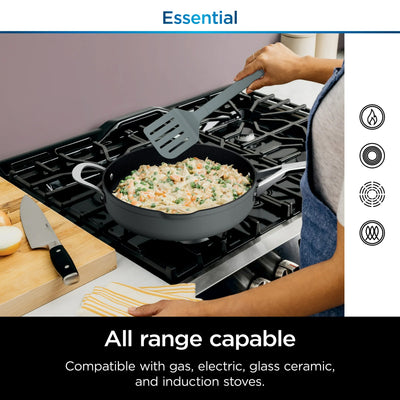 Ninja Foodi NeverStick 4 Qt Pan w/Lid & Strainer, Oven Safe, Sea Salt Grey(Used) - VMInnovations