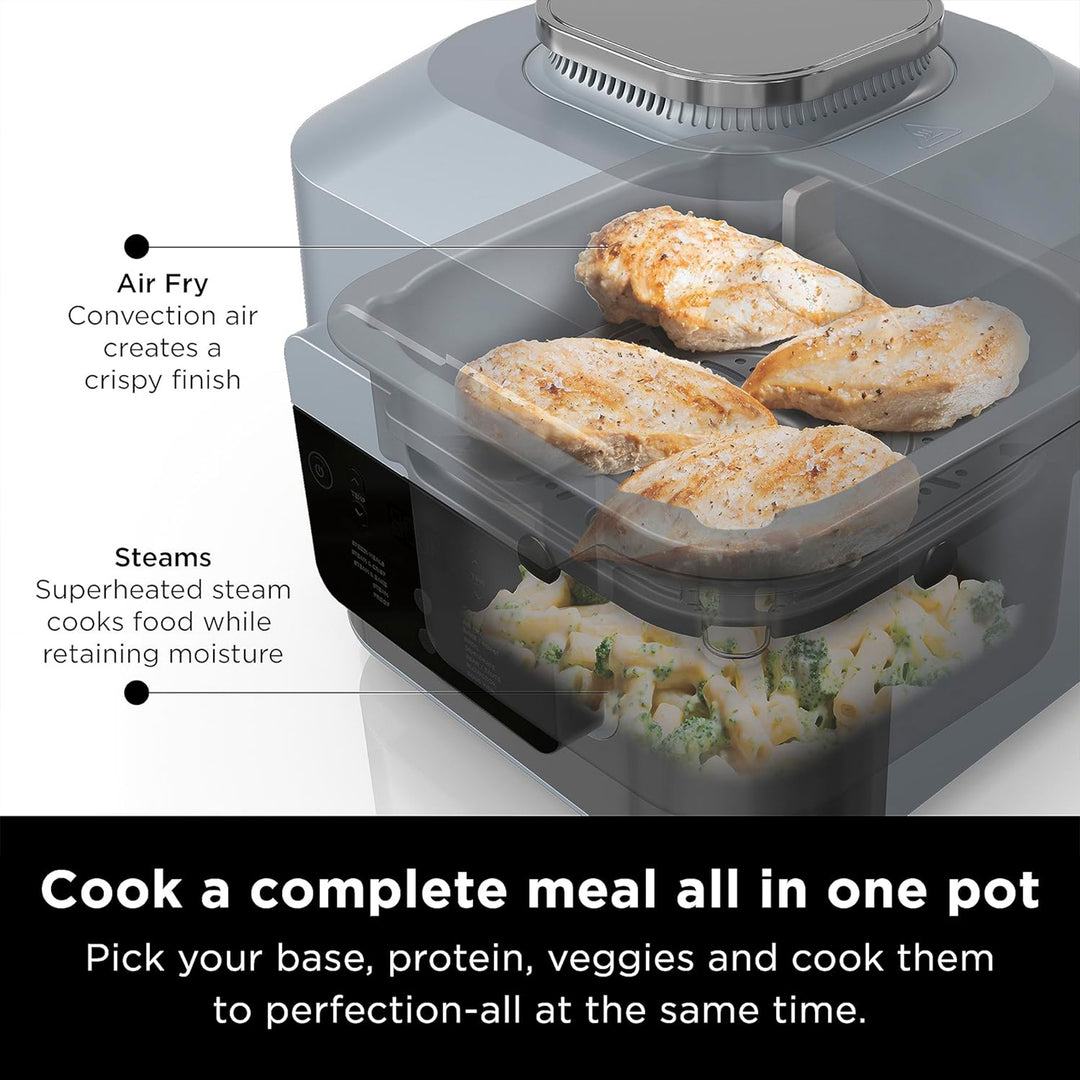 Ninja 6-Qt Air Fryer & Rapid Cooker Combo, Multi-Function Non-Stick Pot (Used)