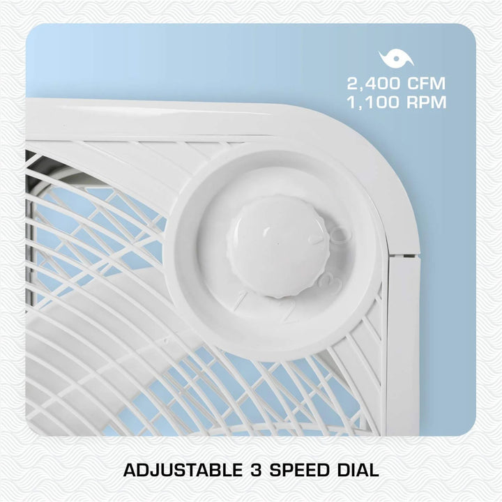 Hurricane 20 Inch Classic Series Floor Box Fan with 3 Speed Settings, Black