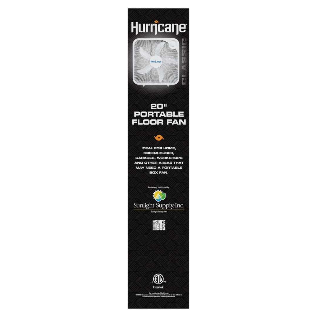 Hurricane 20 Inch Classic Series Floor Box Fan with 3 Speed Settings, Black