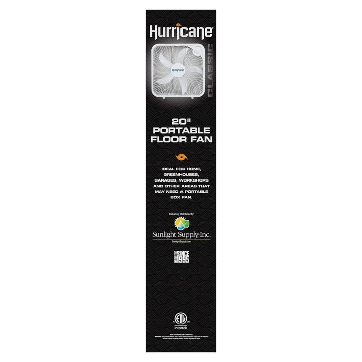 Hurricane 20 Inch Classic Series Floor Box Fan with 3 Speed Settings, Black