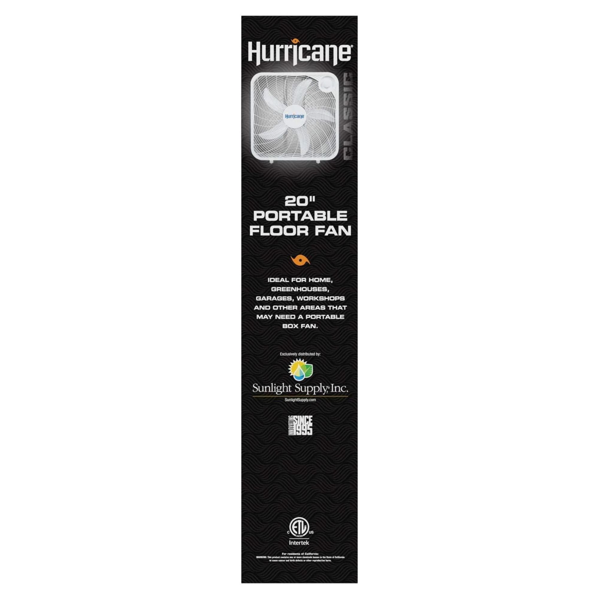 Hurricane 20 Inch Classic Series Floor Box Fan with 3 Speed Settings(Open Box)