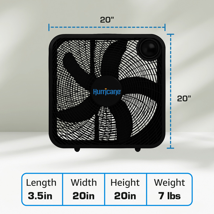 Hurricane 20 Inch Classic Series Floor Box Fan with 3 Speed Settings(Open Box)