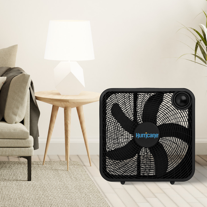 Hurricane 20 Inch Classic Series Floor Box Fan with 3 Speed Settings, Blk (Used)