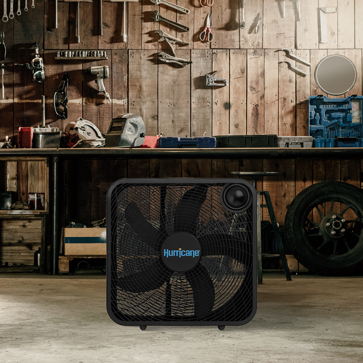 Hurricane 20 Inch Classic Series Floor Box Fan with 3 Speed Settings, Blk (Used)