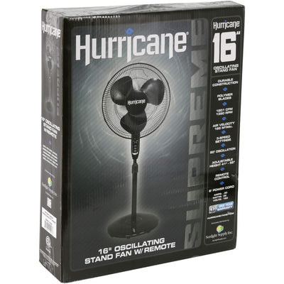 Hurricane 2 Pack Supreme 16" 3 Speed Oscillating Stand Pedestal Fan Remote Black