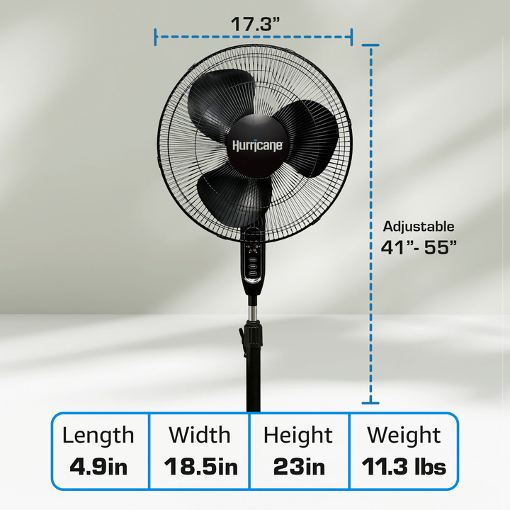 Hurricane Supreme 16" 3 Speed Oscillating Stand Pedestal Fan w/ Remote(Open Box)
