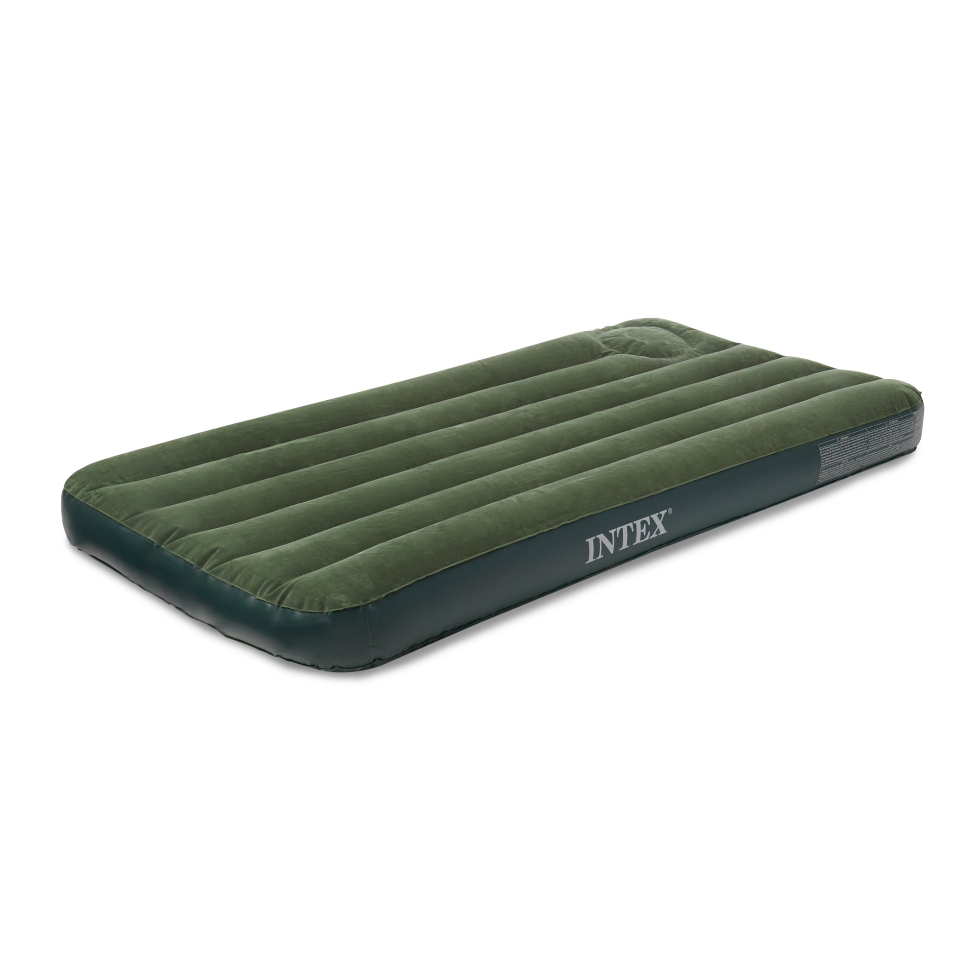 Intex Twin Inflatable Downy Outdoor Camping Air Mattress with Built-In Foot Pump