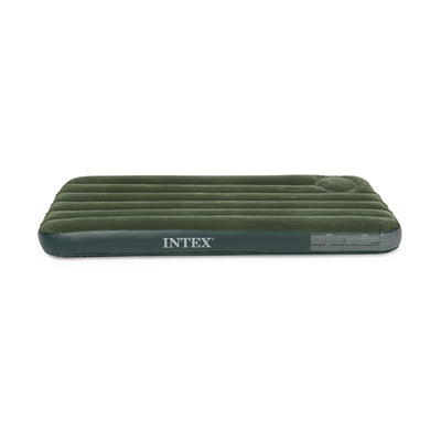 Intex Twin Inflatable Downy Outdoor Camping Air Mattress with Built-In Foot Pump