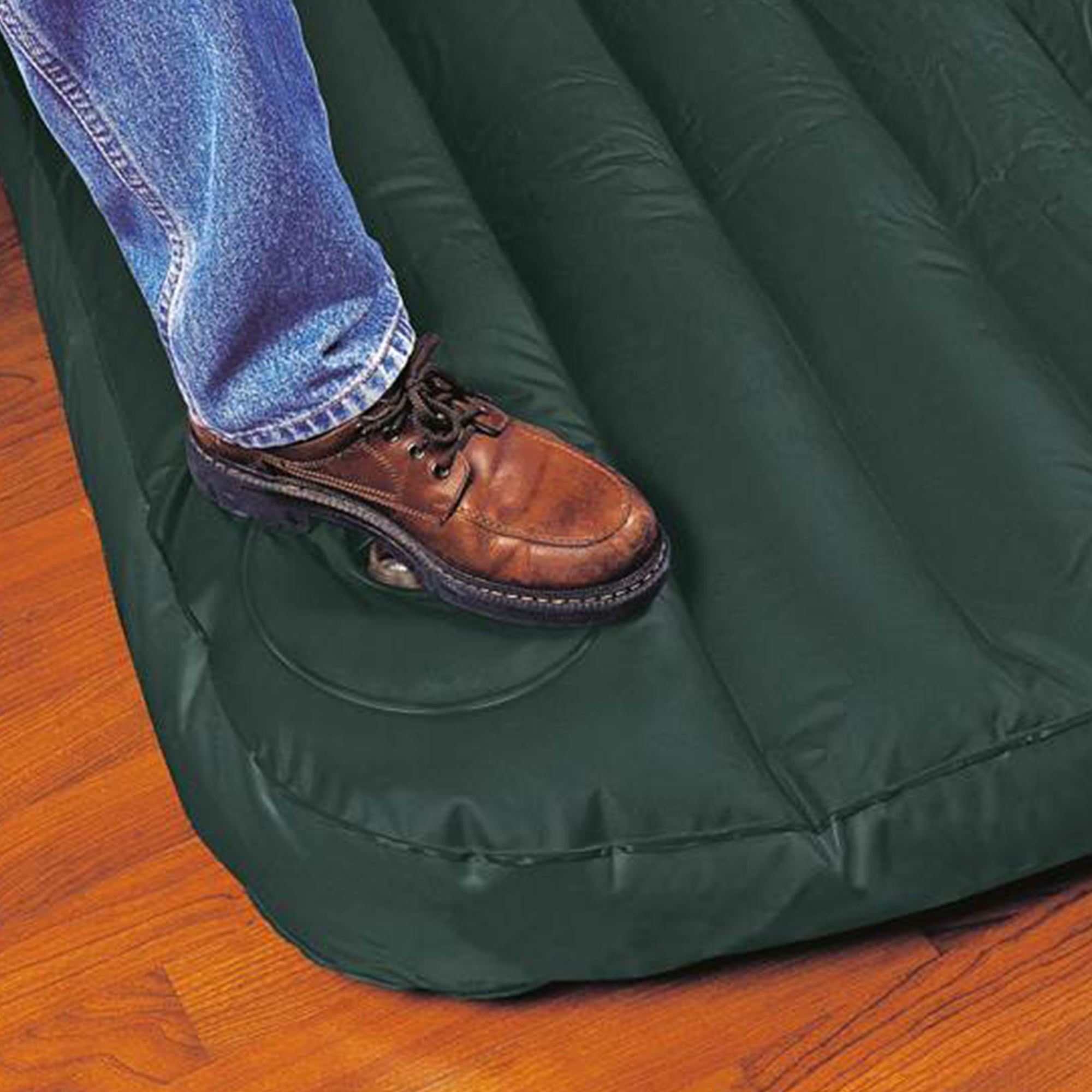 Intex Twin Inflatable Downy Outdoor Camping Air Mattress with Built-In Foot Pump