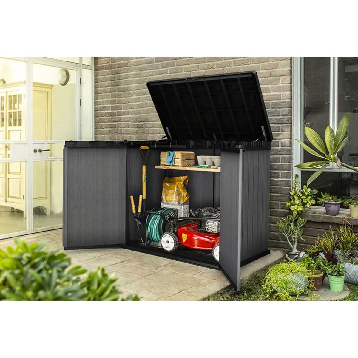 Keter Outdoor Storage Shed, Durable Resin, Compact, Darwin, Grey (Open Box) - VMInnovations
