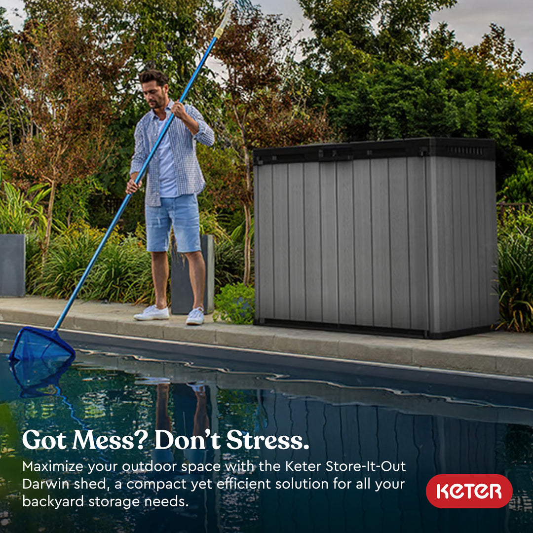 Keter Outdoor Storage Shed, Durable Resin, Compact, Darwin, Grey (Open Box)
