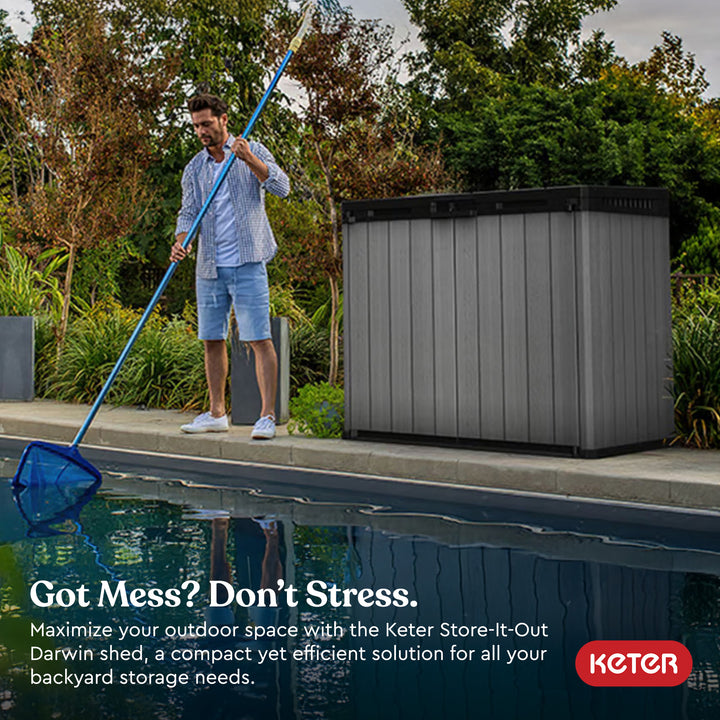 Keter Outdoor Storage Shed, Durable Resin, Compact, Darwin, Grey (Open Box)