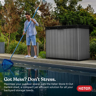 Keter Outdoor Storage Shed, Durable Resin, Compact, Darwin, Grey (Open Box) - VMInnovations