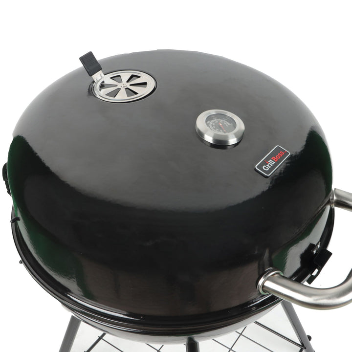 Grill Boss 22" Kettle Charcoal Grill,Porcelain Lid, Large Cooking Area(Open Box)