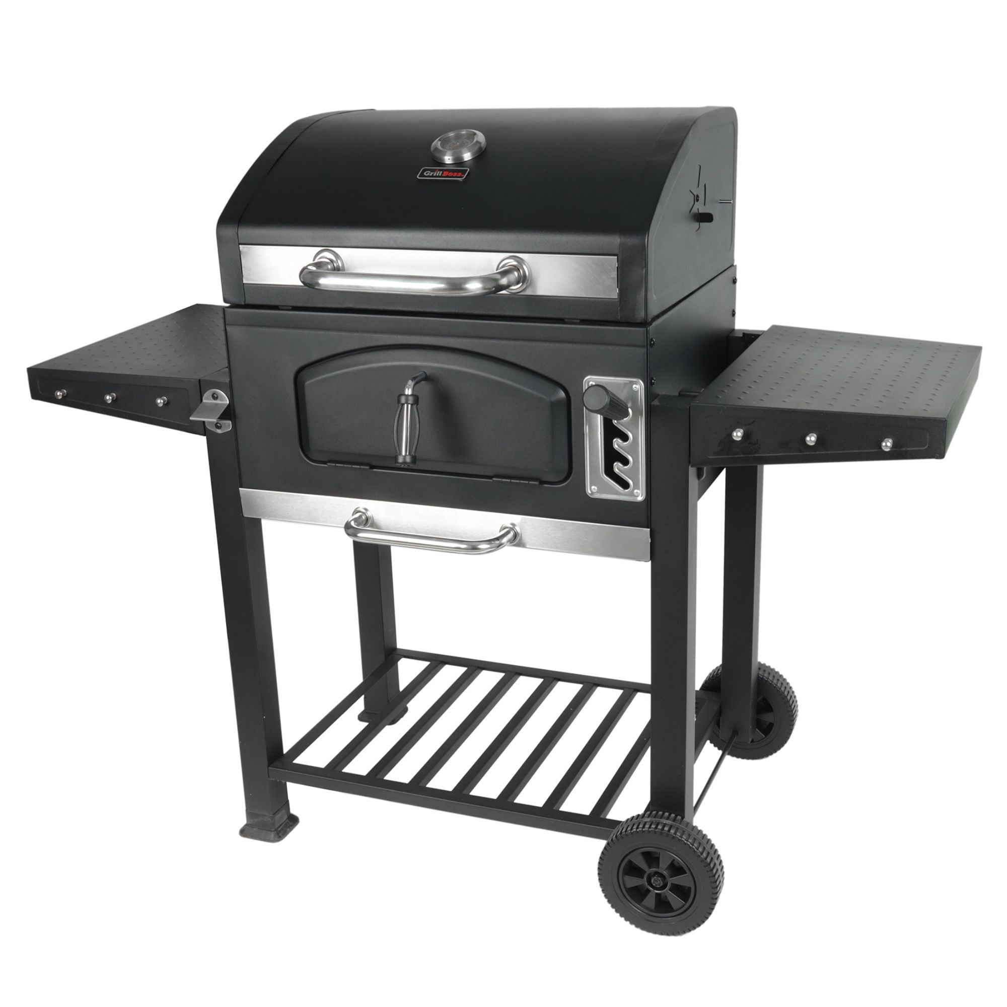 Grill Boss 24" Charcoal BBQ Grill, Side Shelves, Built In Thermometer(Open Box) - VMInnovations