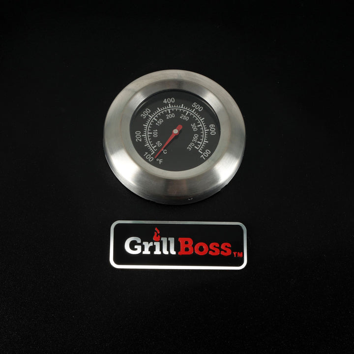 Grill Boss 32 Inch Charcoal BBQ Grill, Side Shelve w/ Thermometer, Blk(Open Box)