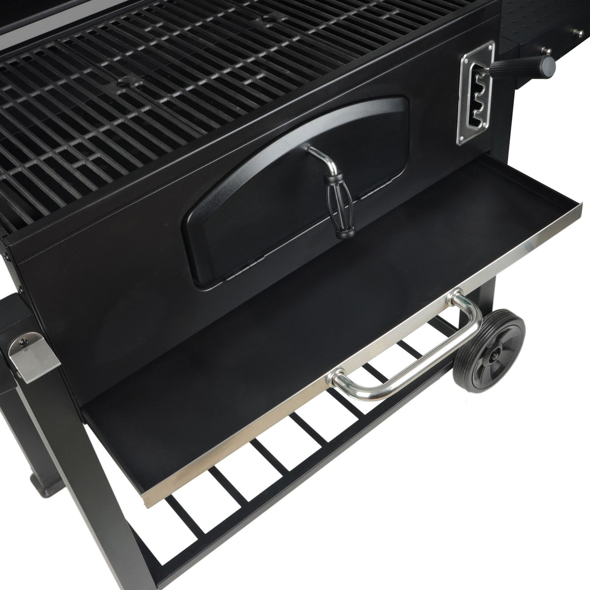 Grill Boss 32 Inch Charcoal BBQ Grill, Side Shelve w/ Thermometer, Blk(Open Box) - VMInnovations
