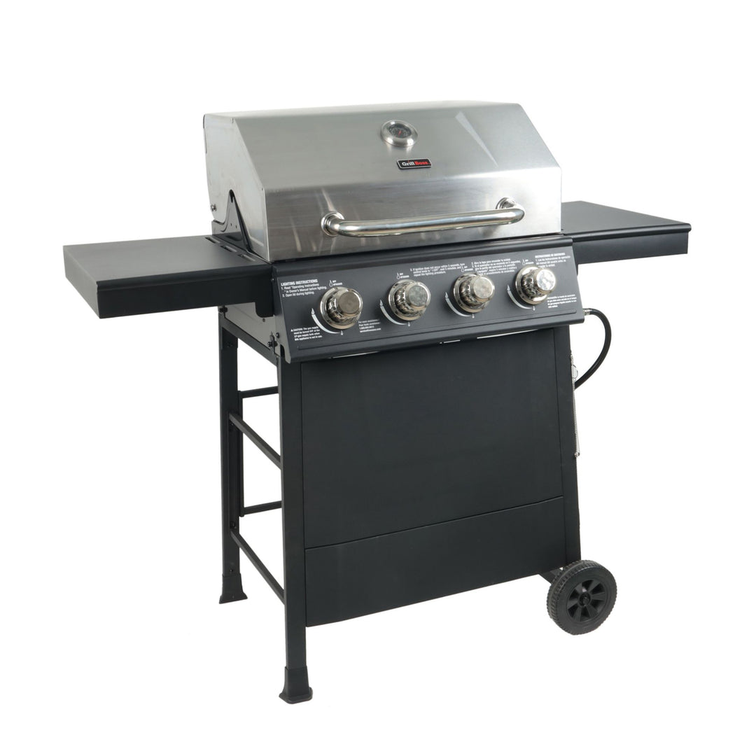 Grill Boss 4-Burner Outdoor Propane Gas Grill w/Side Burner and Wheels (For Parts)