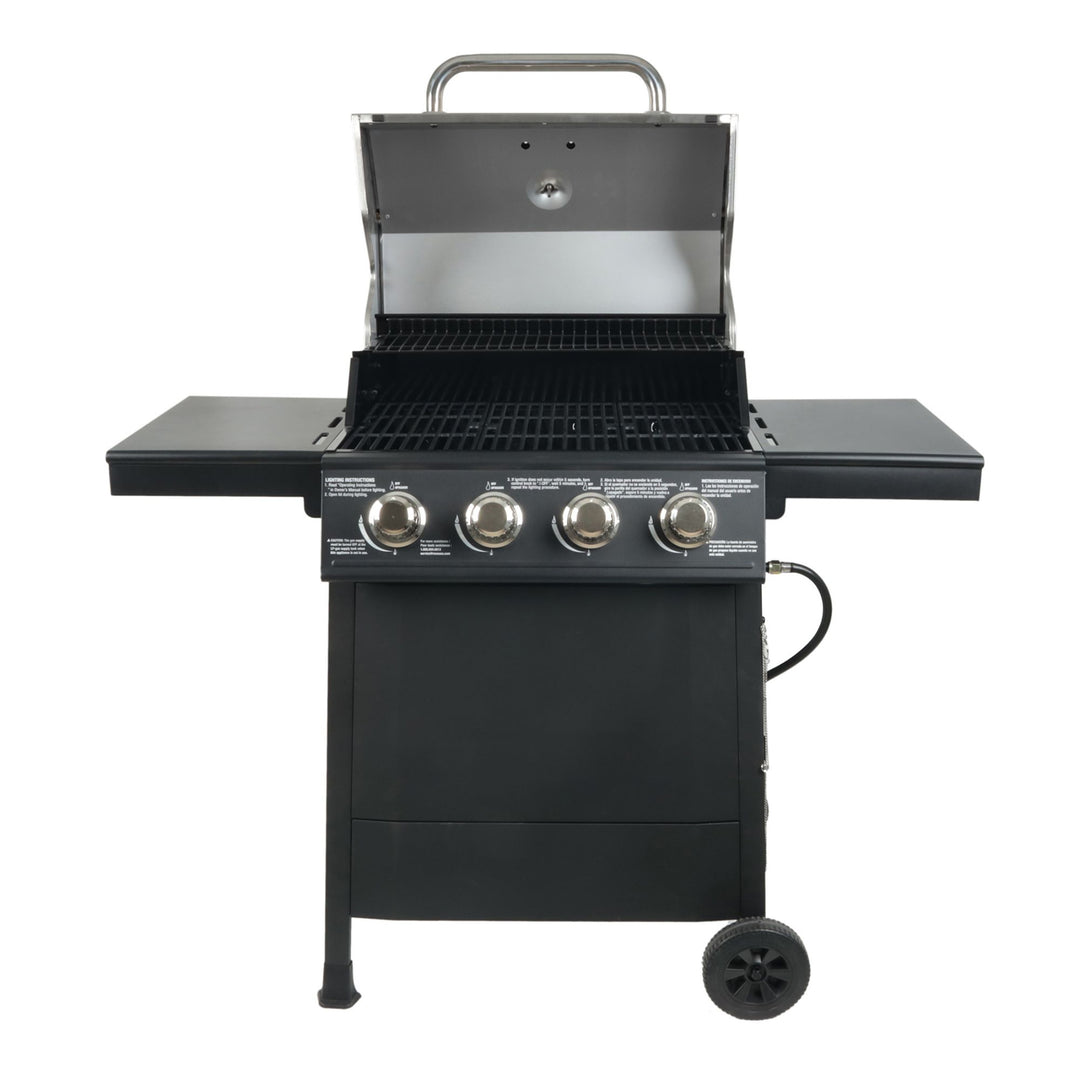 Grill Boss 4-Burner Outdoor Propane Gas Grill with Side Burner and Wheels, Black
