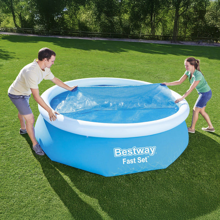 Bestway Round Solar Pool Cover for 10’ Round Above Ground Pools, Blue (Open Box)