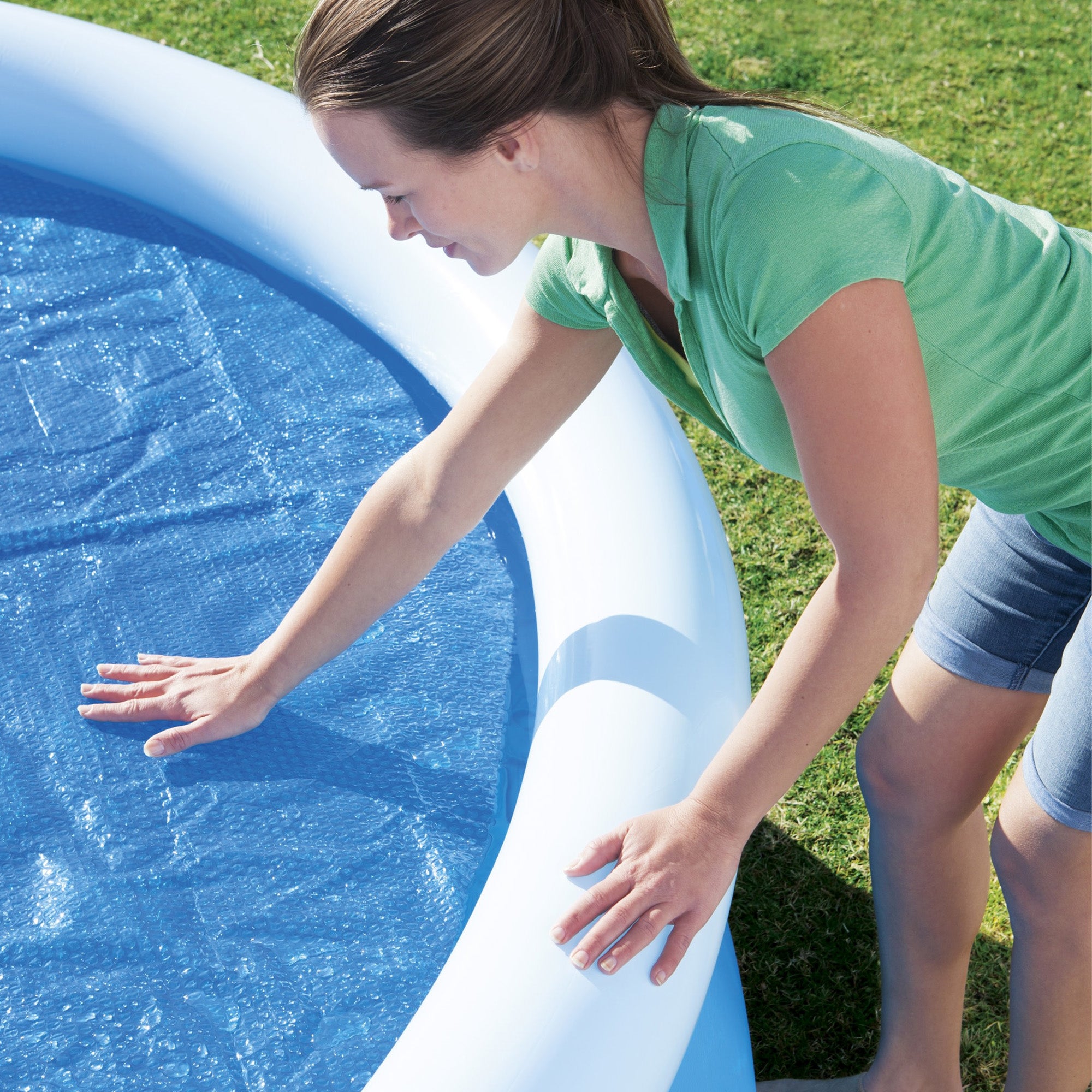 Bestway Round Solar Pool Cover for 10’ Round Above Ground Pools, Blue (Open Box) - VMInnovations