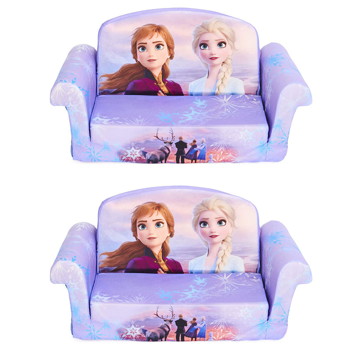 Marshmallow Furniture 2 Pack Kids 2-in-1 Flip Open Foam Sofa Bed, Frozen 2