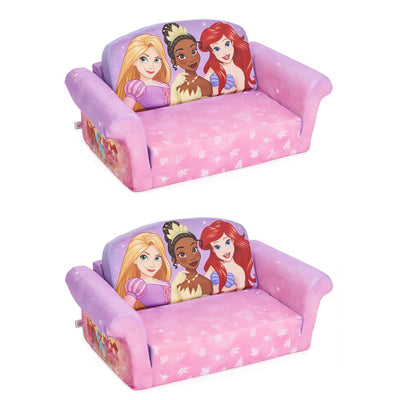 Marshmallow Furniture 2 Pack Kids 2-in-1 Flip Open Foam Sofa Bed,Disney Princess - VMInnovations