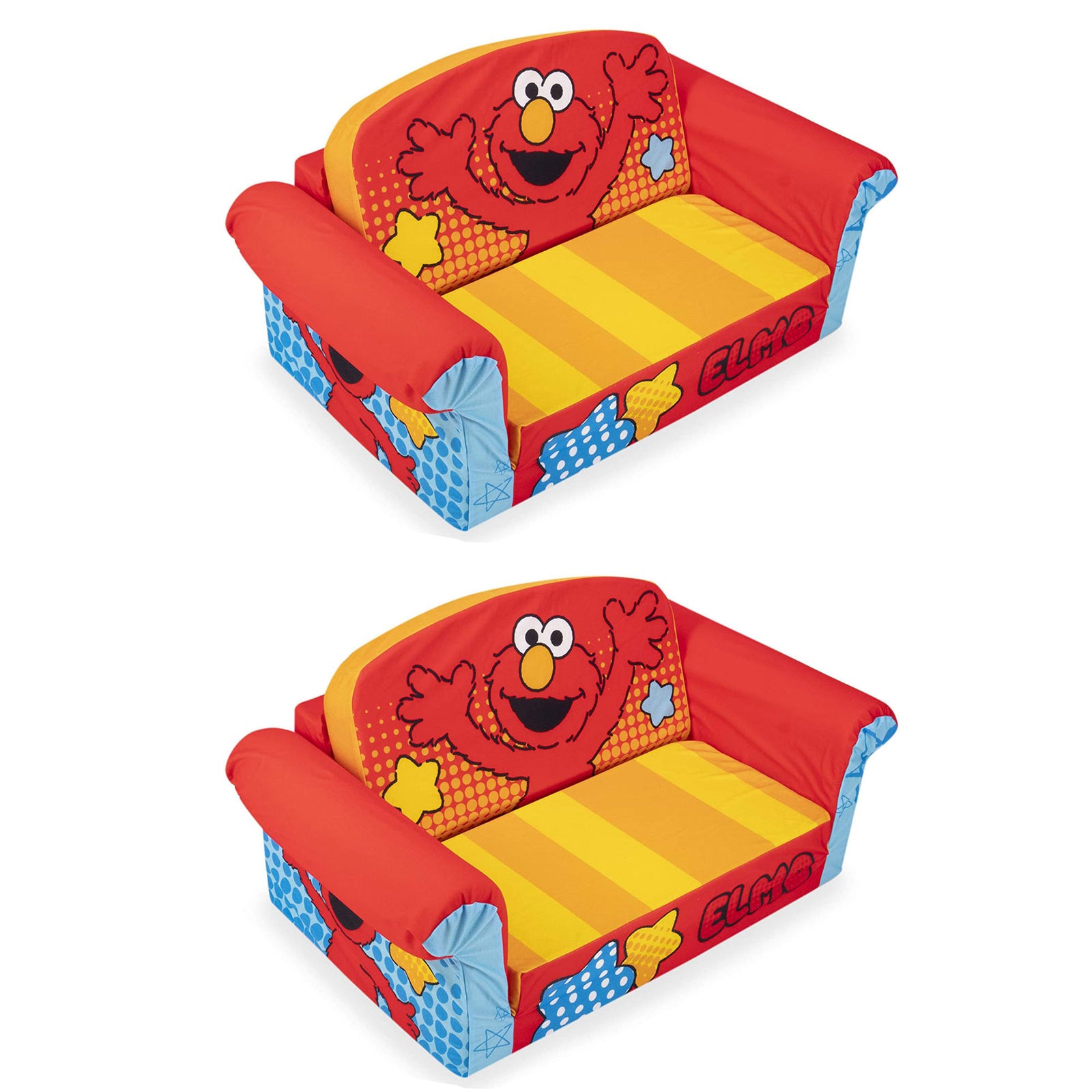 Marshmallow Furniture 2 Pack 2-in-1 Flip Open Foam Sofa Bed, Sesame Street Elmo - VMInnovations