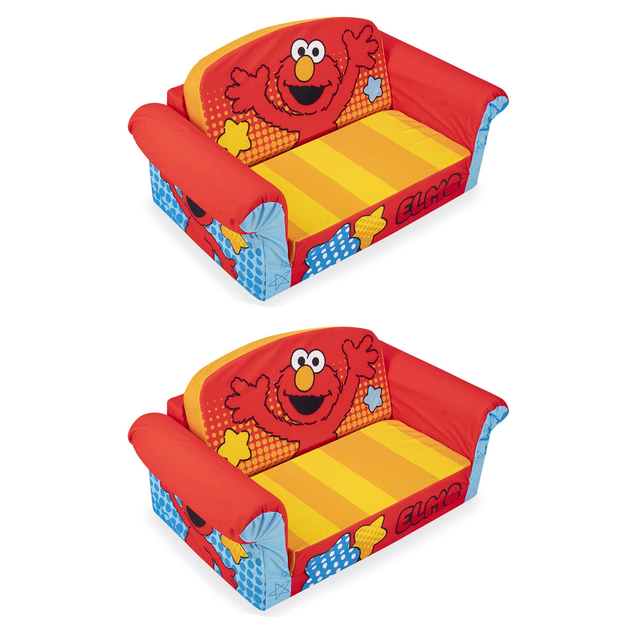 Marshmallow Furniture 2 Pack 2-in-1 Flip Open Foam Sofa Bed, Sesame Street Elmo - VMInnovations