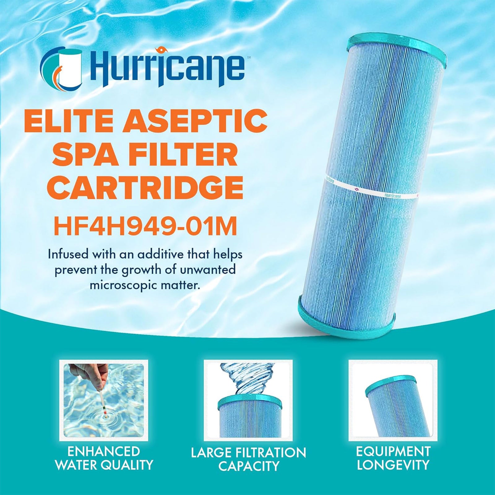 Hurricane 8 Pack HF4401-02M Elite Aseptic Pool Spa Filter Cartridge Replacement - VMInnovations