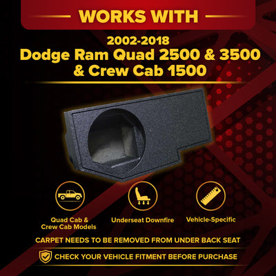 Q Power Dodge Ram Quad Cab '02 - Single 12" Woofer Box Enclosure (Open Box) - VMInnovations