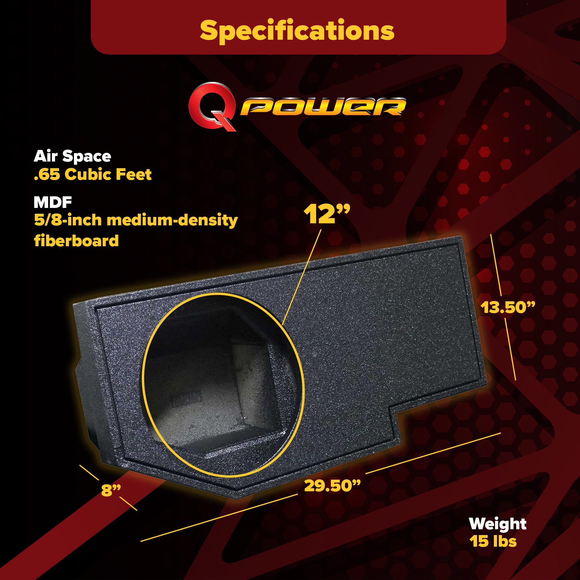 QPower Single 12" Sub Box for Dodge Ram Crew Cab & Quad Cab 02-18, Classic 19-22 - VMInnovations