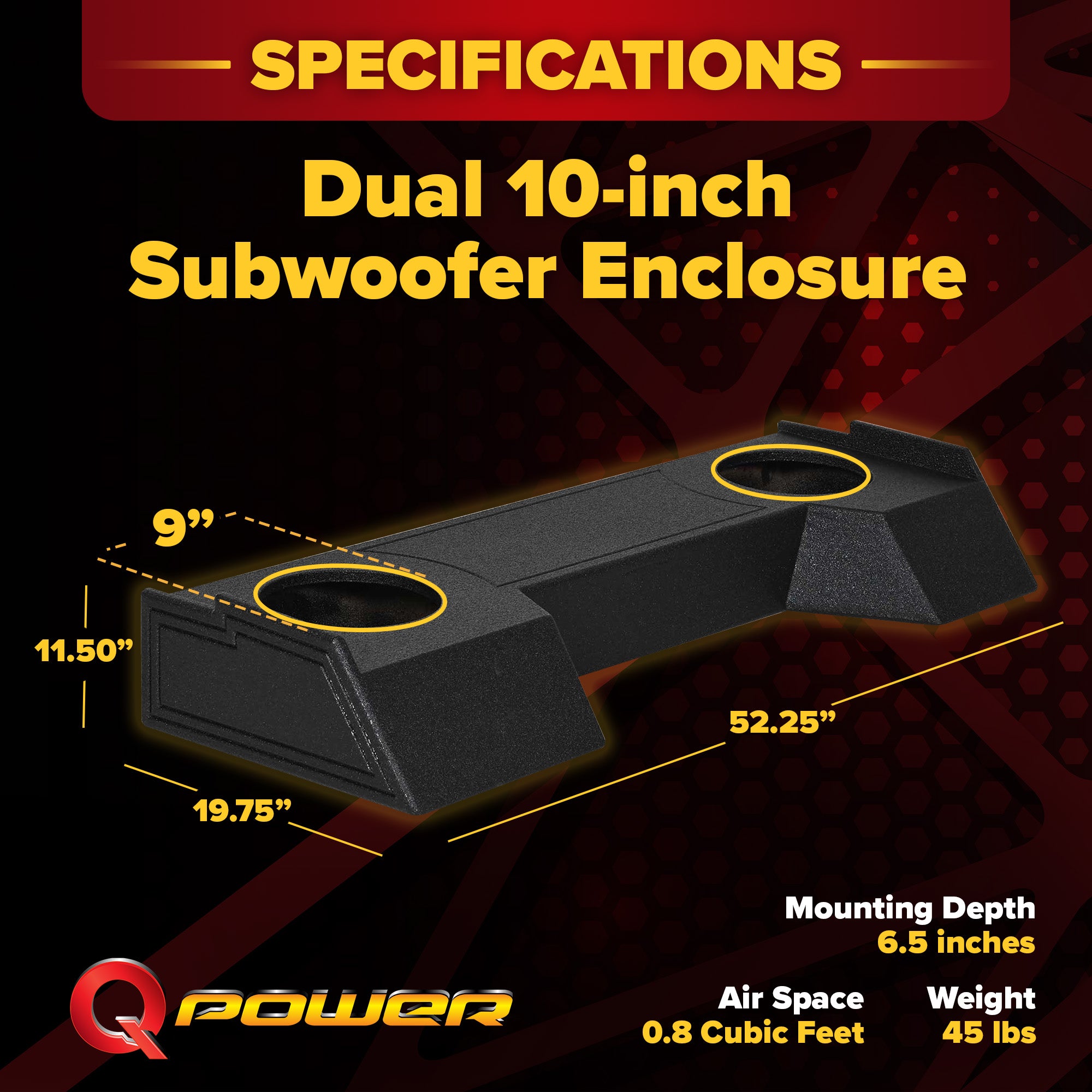 QPower Dual 10" Subwoofer Enclosure for Dodge Ram Crew Cab & Quad Cab (Open Box)