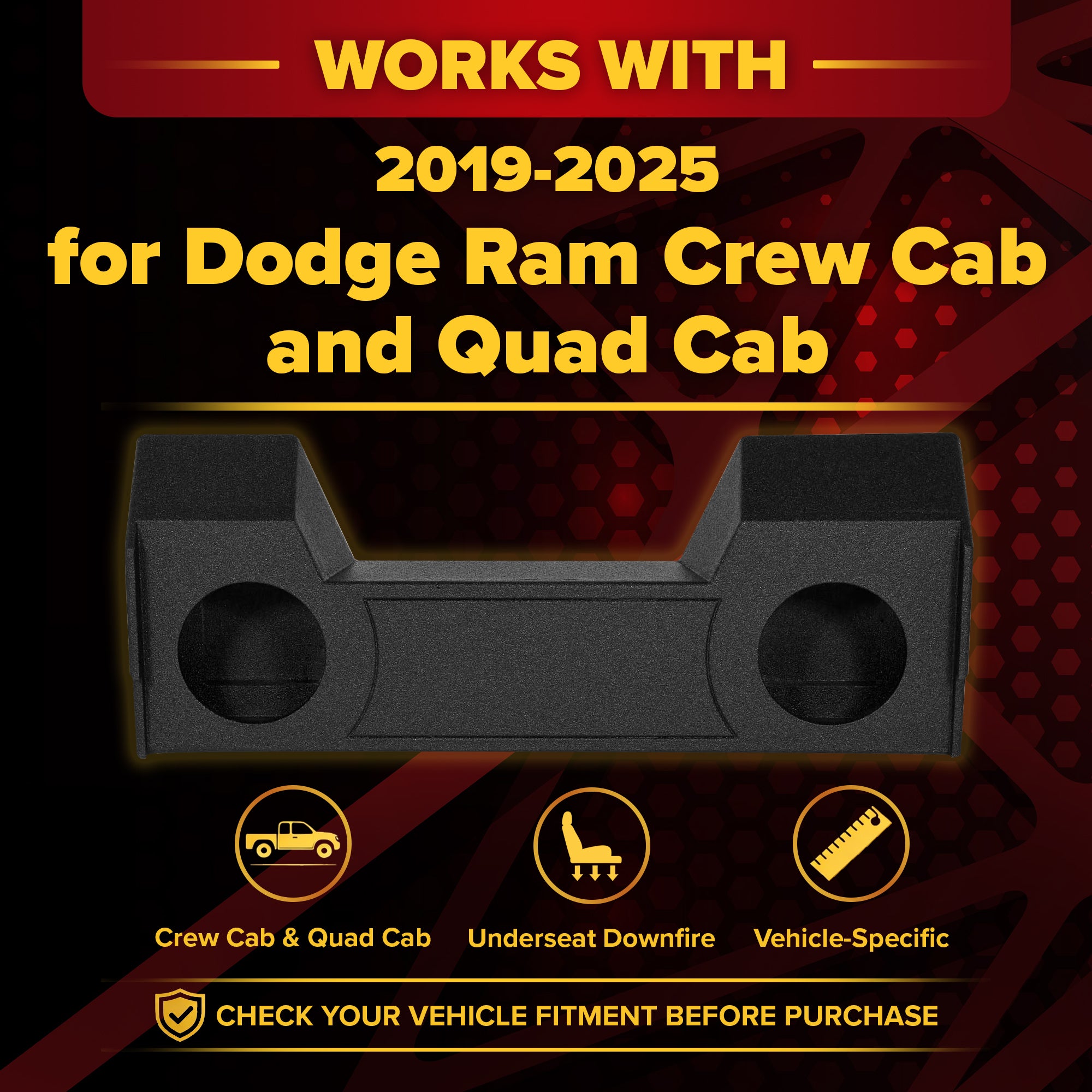QPower Dual 12" Enclosure for Dodge Ram Crew Cab & Quad Cab 2019-2026 (Open Box)