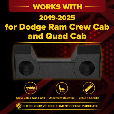 QPower Dual 12" Enclosure for Dodge Ram Crew Cab & Quad Cab 2019-2026 (Open Box)