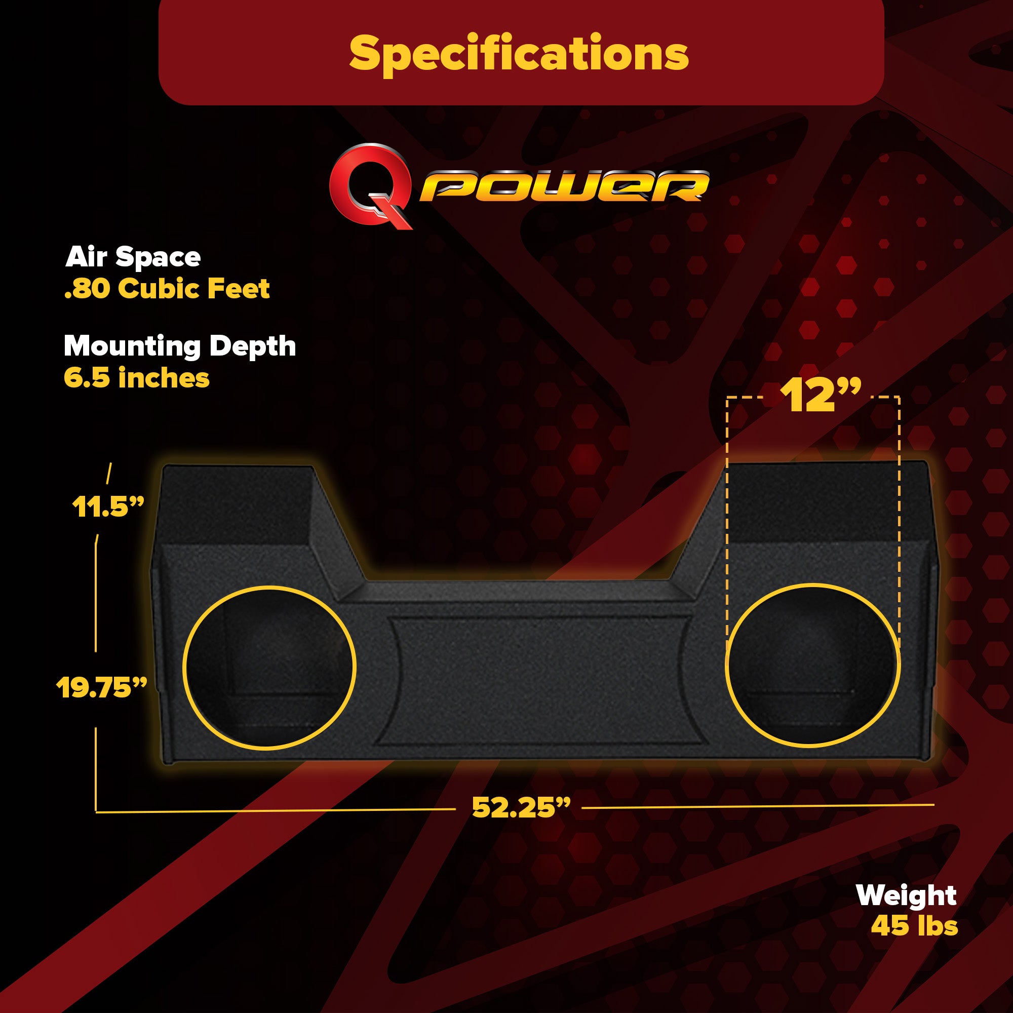QPower Dual 12" Subwoofer Enclosure for Dodge Ram Crew Cab & Quad Cab 2019-2025 - VMInnovations