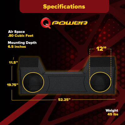 QPower Dual 12" Subwoofer Enclosure for Dodge Ram Crew Cab & Quad Cab 2019-2025 - VMInnovations
