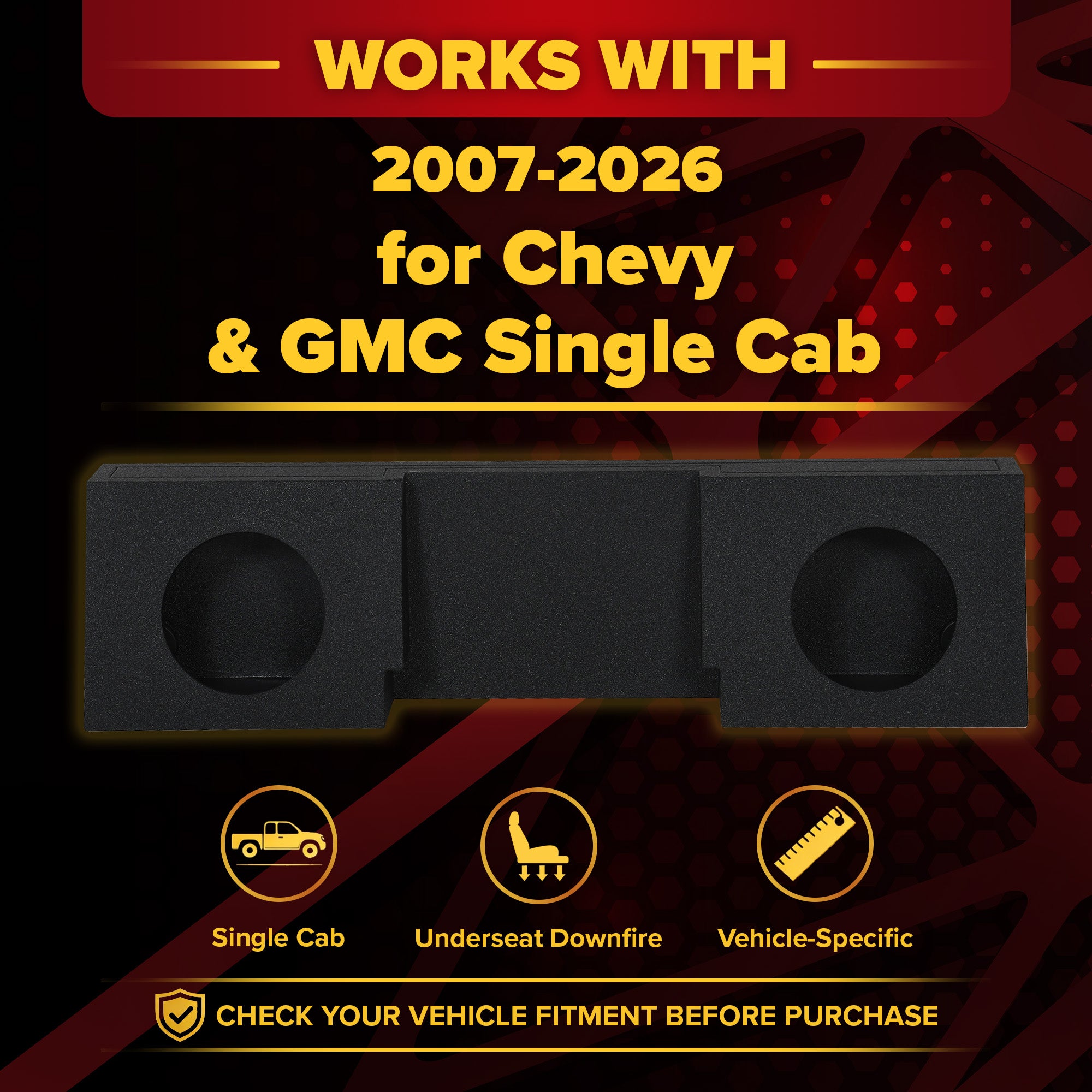 QPower Dual 12" Behind Seat Sub Box for Chevy Single Cab Q-Bomb (Open Box) - VMInnovations