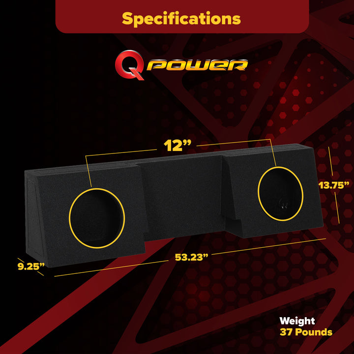 Q Power QBOMB Dual 12" Sealed Subwoofer Enclosure GM Single Cab Behind Seat Fit