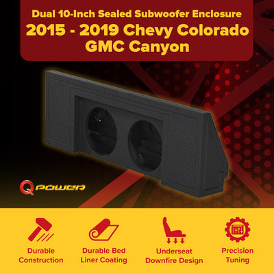 QPower Dual 10" Sub Box for Chevy Colorado Crew Cab & GMC Canyon Crew Cab 15-24 - VMInnovations