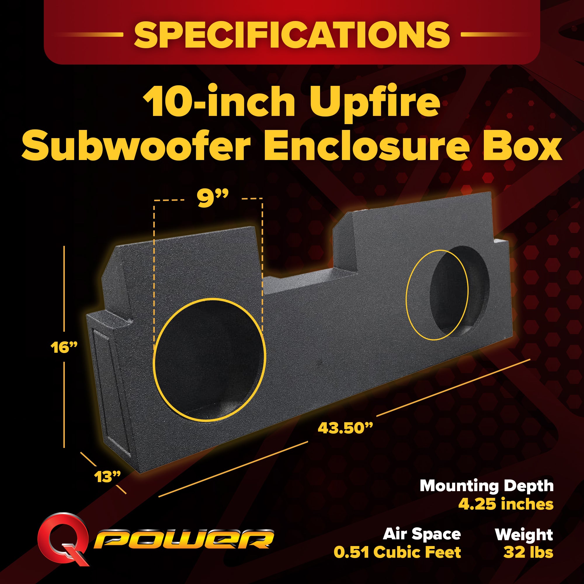 QPower Dual 10" Subwoofer Box for Jeep Gladiator (All Years) 19-25 (Open Box) - VMInnovations