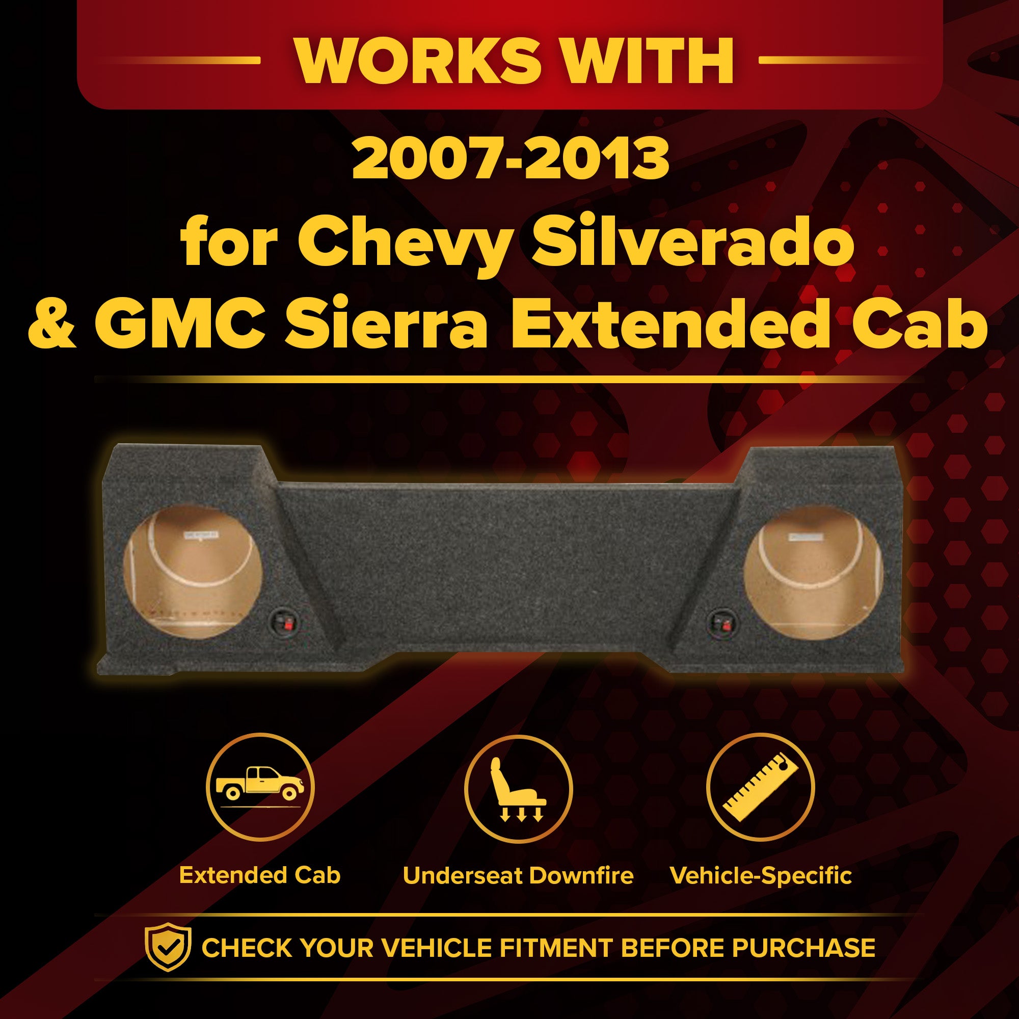 QPower Dual 10" Sub Box for Chevy Silverado XCab and GMC Sierra XCab 2007-2013 - VMInnovations
