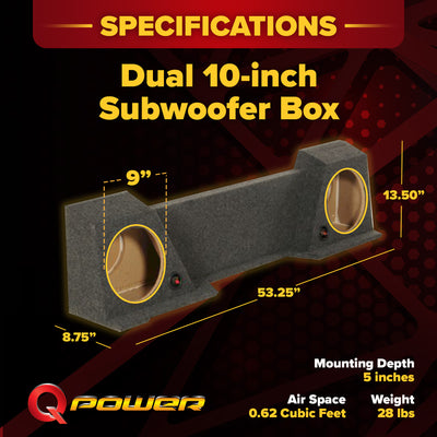 QPower Dual 10" Sub Box for Chevy Silverado XCab and GMC Sierra XCab 2007-2013 - VMInnovations