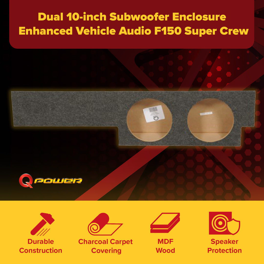 Q Power 10” Dual Subwoofer Enclosure for 2000-2003 Ford F-150 SuperCrew Trucks
