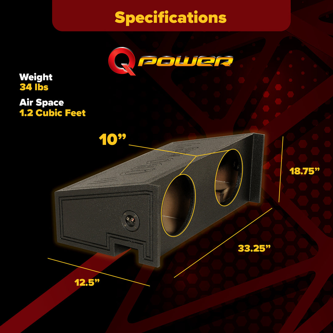 Q Power QBJEEP10 DF Dual 10-Inch Speaker Box, Jeep Wrangler CJ5/CJ7, Bed Liner